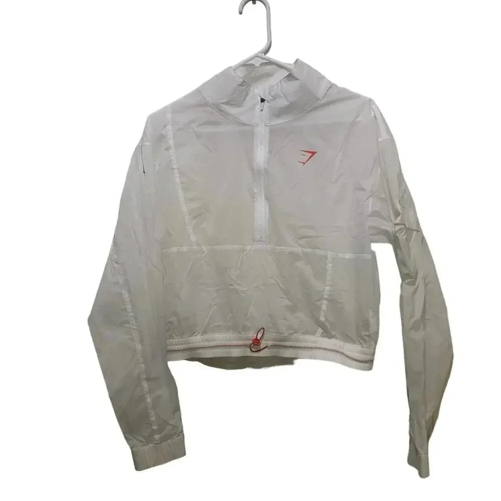 Gymshark White Pulse Woven Windbreaker Jacket Size Small